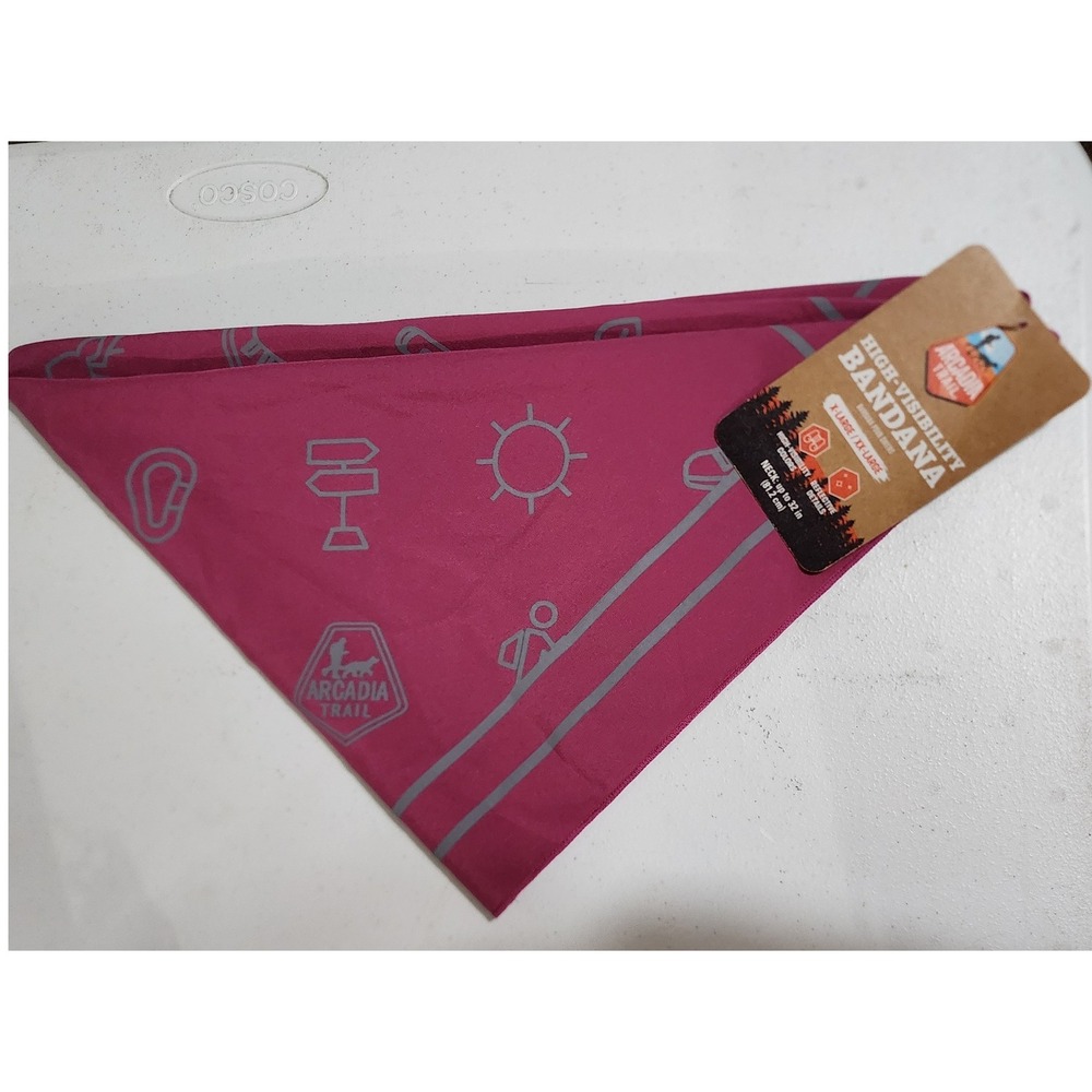 Arcadia Trail High-Visibility Dog Bandana XL/XXL Berry Pink Reflective Icons NWT